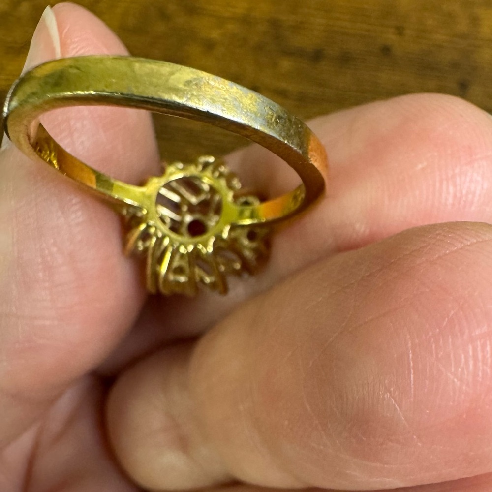 Pink Stone Ballerina Ring Crystal Baguette Cluster Fireworks Gold Plated Vintage - Picture 7 of 14